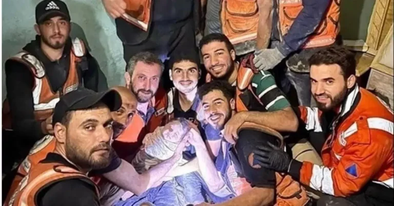 Small Baby Girl Saved From Gaza Rubble After Mother Killed in Israeli Strike